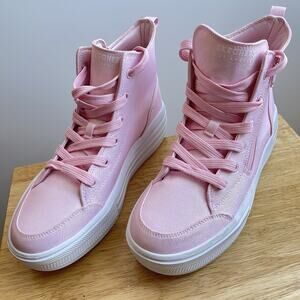 Skechers Girls Hyperlift Sneaker Sz 6 Youth Pink High Top Side Zip